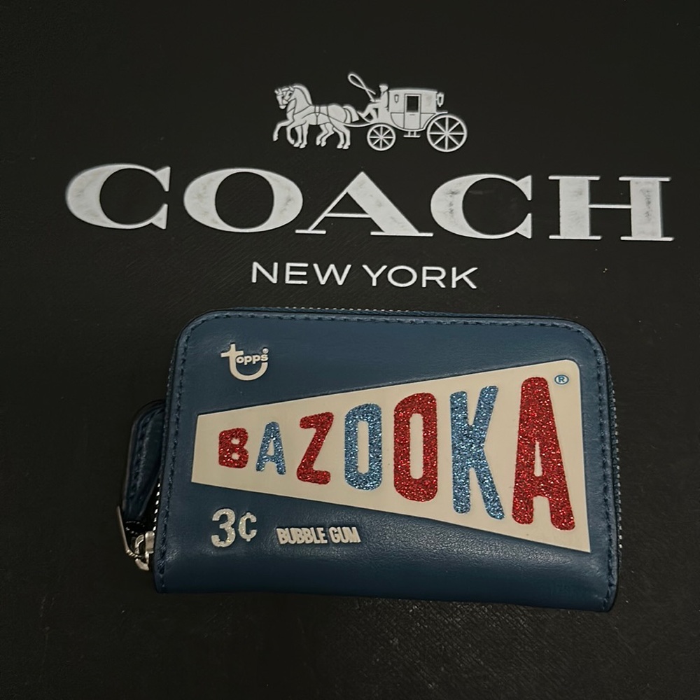 Coach Bazooka Bubble Gum Small Zip Wallet Card Case Leather Limited Edition FOB - Picture 1 of 6